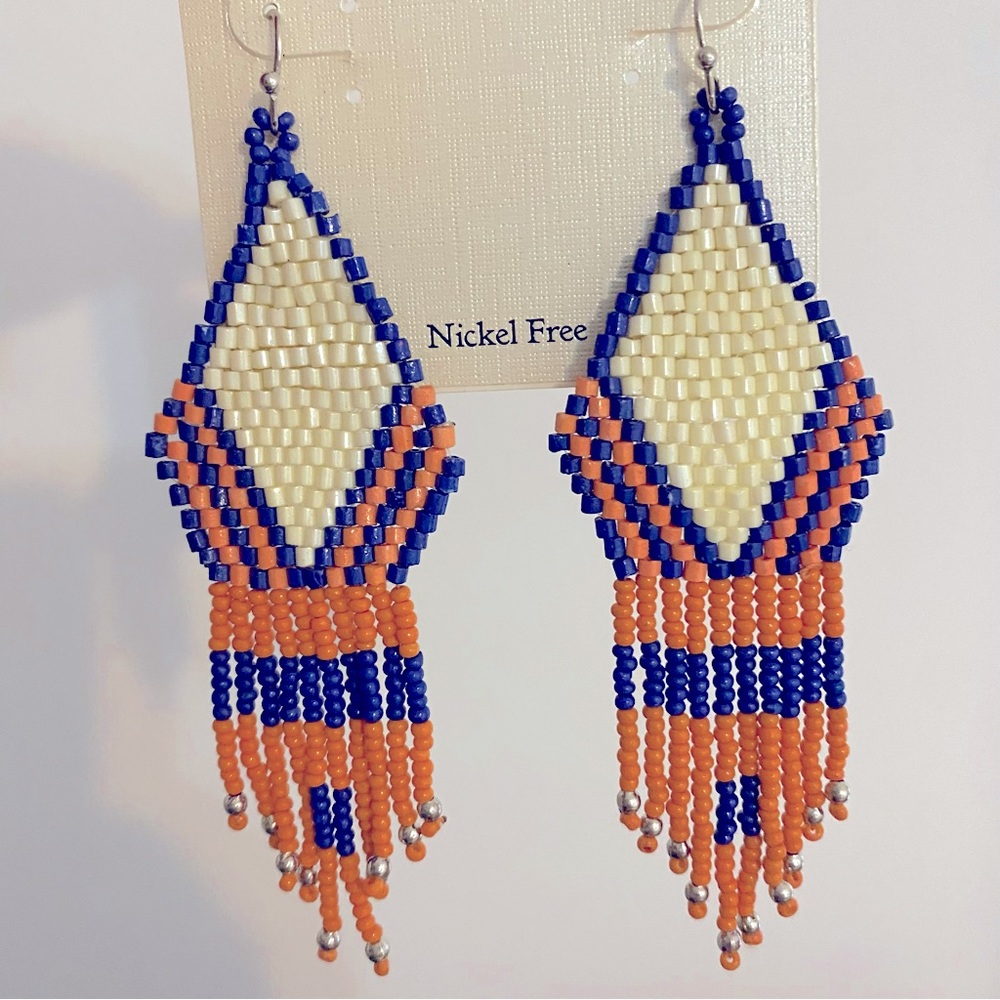 New York Knicks Colors Dangle Beaded Earrings